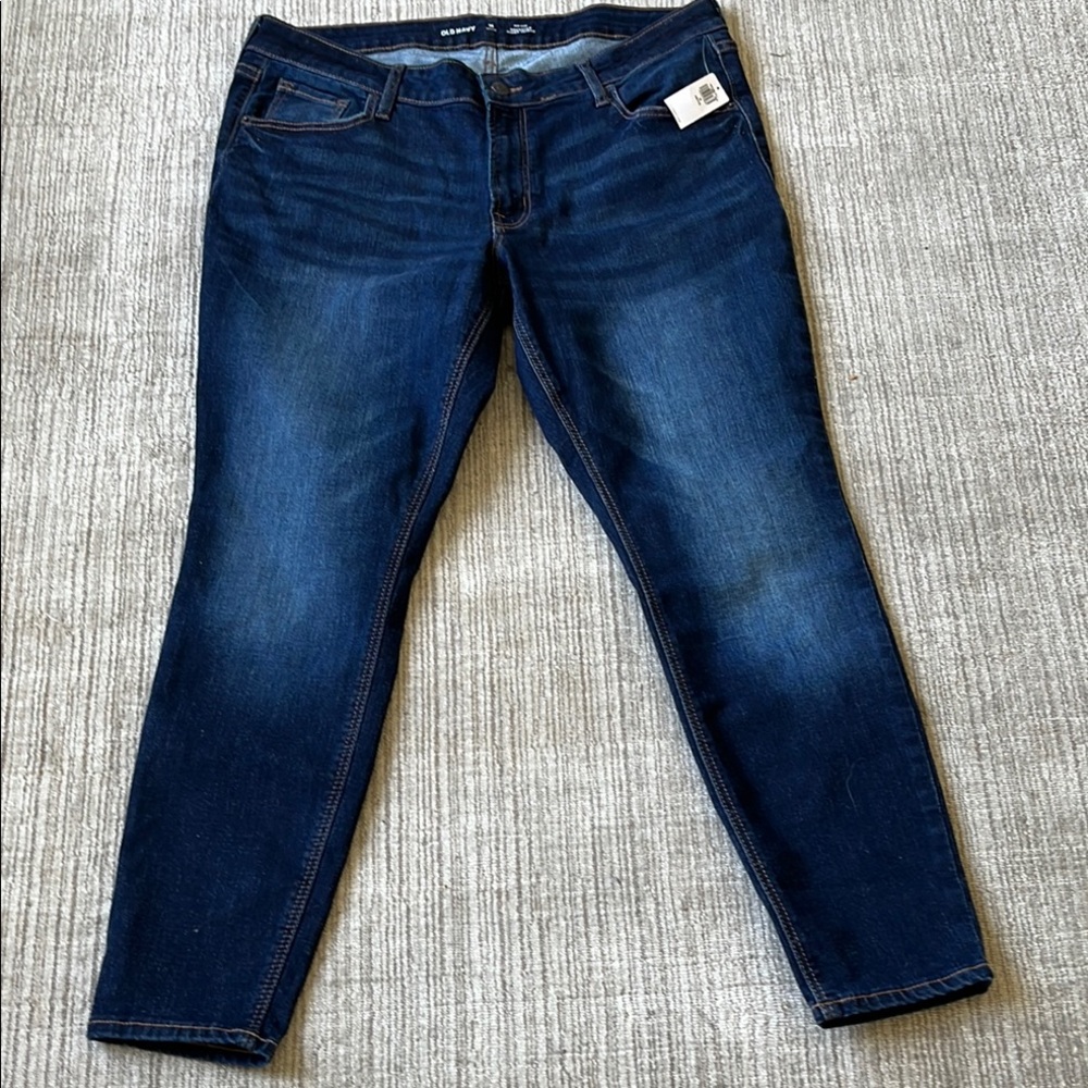 Old Navy Rockstar Mid-Rise Super Skinny Dark Blue Women's Jeans